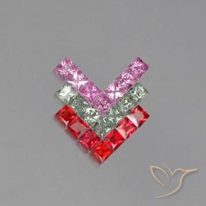 2.87 ctw Multicolor Sapphire Gemstones, Sapphire Gems in Princess-Cut Shape for Sale.