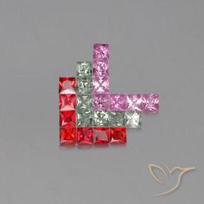 2.87 ctw Multicolor Sapphire Stones, Natural Sapphire in Princess-Cut Shape for Sale