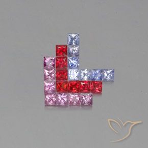 2.71 ctw Multicolor Sapphire Stones, Natural Sapphire in Princess-Cut Shape for Sale