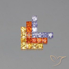 2.66 ctw Multicolor Sapphire Stones, Natural Sapphire in Princess-Cut Shape for Sale