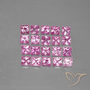 3.48 ctw Pink Sapphire Gemstones, Sapphire Gems in Princess-Cut Shape for Sale.