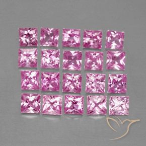 3.48 ctw Pink Sapphire Stones, Natural Sapphire in Princess-Cut Shape for Sale