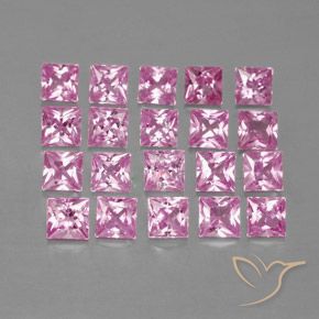 3.45 ctw Pink Sapphire Stones, Natural Sapphire in Princess-Cut Shape for Sale