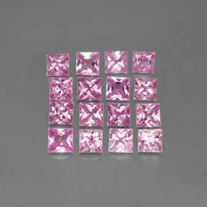 3.76 ctw Pink Sapphire Gemstones, Sapphire Gems in Princess-Cut Shape for Sale.