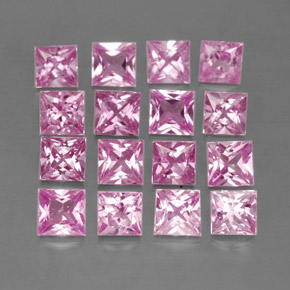 3.76 ctw Pink Sapphire Stones, Natural Sapphire in Princess-Cut Shape for Sale