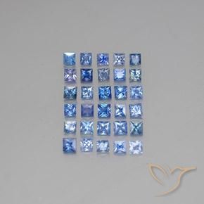 5.85 ctw Blue Sapphire Gemstones, Sapphire Gems in Princess-Cut Shape for Sale.