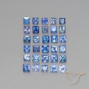 5.85 ctw Blue Sapphire Stones, Natural Sapphire in Princess-Cut Shape for Sale