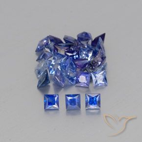 4.36 ctw Blue Sapphire Stones, Natural Sapphire in Princess-Cut Shape for Sale