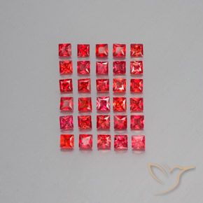Bright Red Sapphire Gem - 0.1ct Princess-Cut (ID: 353935)