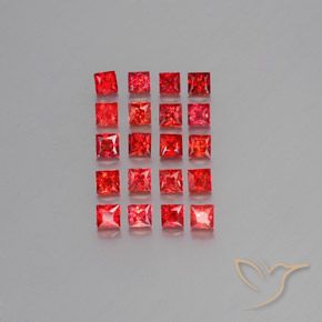Bright Red Sapphire Gem - 0.1ct Princess-Cut (ID: 353937)