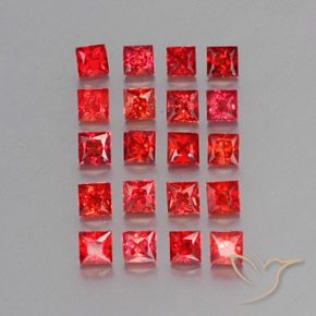 2.67 ctw Red Sapphire Stones, Natural Sapphire in Princess-Cut Shape for Sale