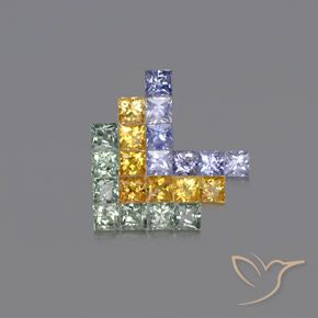 2.76 ctw Multicolor Sapphire Stones, Natural Sapphire in Princess-Cut Shape for Sale
