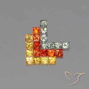 2.79 ctw Multicolor Sapphire Stones, Natural Sapphire in Princess-Cut Shape for Sale