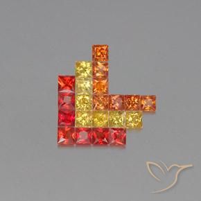 2.55 ctw Multicolor Sapphire Stones, Natural Sapphire in Princess-Cut Shape for Sale