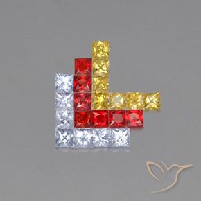 2.89 ctw Multicolor Sapphire Stones, Natural Sapphire in Princess-Cut Shape for Sale