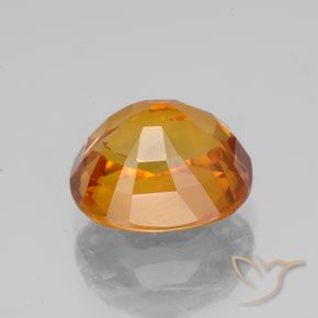 Sapphire Gemstone in 8.8 x 7.5 mm Size for Sale, Sapphire Stone in Medium Orange Color
