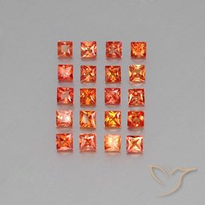 Reddish Orange Sapphire Gem - 0.1ct Princess-Cut (ID: 353995)
