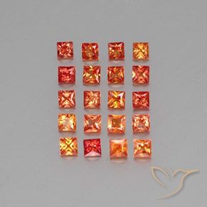 Fire Orange Saphir Edelstein - 0.1ct Prinzess-Schliff (ID: 353996)
