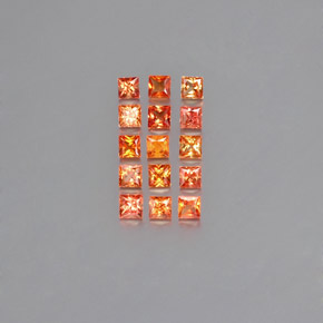 Naranja medio Zafiro Gema - 0.2ct Corte Princesa (ID: 354051)