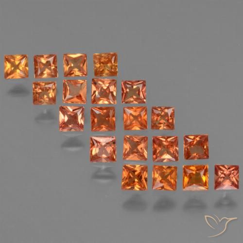 Reddish Orange Sapphire Gem - 0.1ct Princess-Cut (ID: 354053)