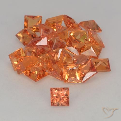 3.64ctw Natural Amber Orange Sapphire, Square, VVS-VS