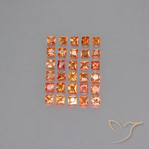 Orange vif Saphir gemme - 0.1ct Coupe-princess (ID: 354059)