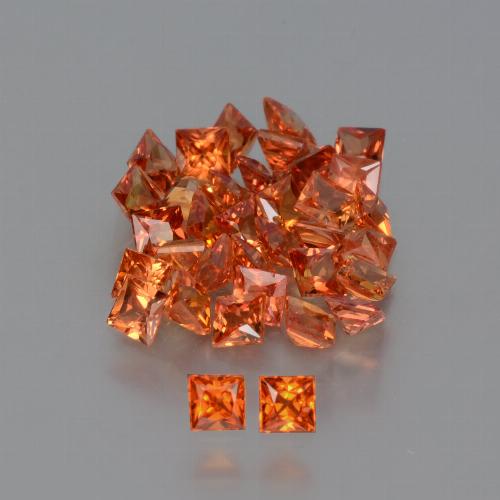 Orange rougeâtre Saphir gemme - 0.1ct Coupe-princess (ID: 354061)