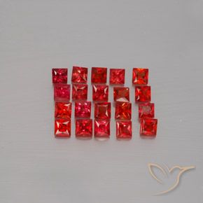 2.87 ctw Red Sapphire Gemstones, Sapphire Gems in Princess-Cut Shape for Sale.