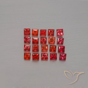 Bright Red Sapphire Gem - 0.1ct Princess-Cut (ID: 354069)