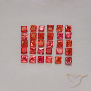 Bright Red Sapphire Gem - 0.1ct Princess-Cut (ID: 354071)