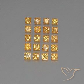 2.96 ctw Golden Sapphire Gemstones, Sapphire Gems in Princess-Cut Shape for Sale.