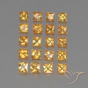 2.96 ctw Golden Sapphire Stones, Natural Sapphire in Princess-Cut Shape for Sale
