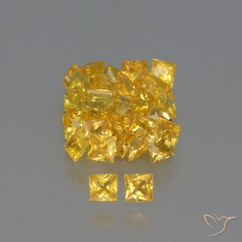 Golden Saphir Edelstein - 0.1ct Prinzess-Schliff (ID: 354100)