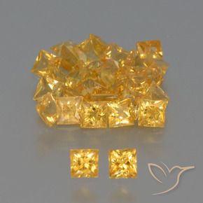 3.28 ctw Yellow Sapphire Stones, Natural Sapphire in Princess-Cut Shape for Sale