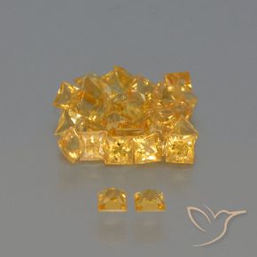 Sapphire Gemstones in 2.5 x 2.4 mm Size for Sale, Sapphire Stones in Medium Golden Color