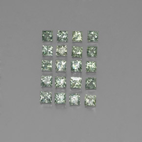 Pale Forest Green Sapphire Gem - 0.1ct Princess-Cut (ID: 354114)
