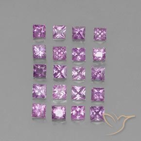 2.86 ctw Pink Sapphire Stones, Natural Sapphire in Princess-Cut Shape for Sale