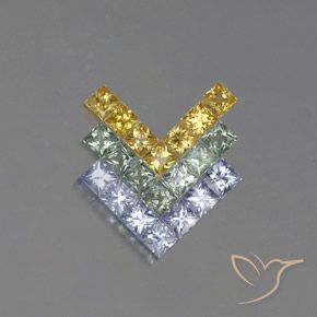 Mehrfarbig Saphir Edelstein - 0.1ct Prinzess-Schliff (ID: 354142)