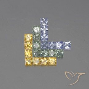 2.80 ctw Multicolor Sapphire Stones, Natural Sapphire in Princess-Cut Shape for Sale