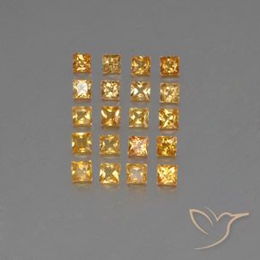 Dorado naranja intenso Zafiro Gema - 0.1ct Corte Princesa (ID: 354147)