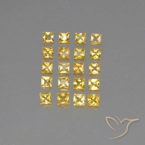 2.44 ctw Golden Sapphire Gemstones, Sapphire Gems in Princess-Cut Shape for Sale.
