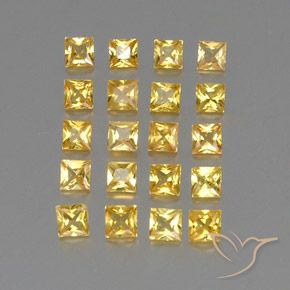 2.44 ctw Golden Sapphire Stones, Natural Sapphire in Princess-Cut Shape for Sale
