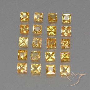 2.44 ctw Golden Sapphire Stones, Natural Sapphire in Princess-Cut Shape for Sale