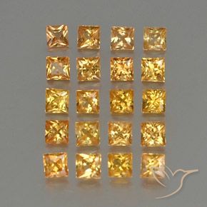 3.04 ctw Golden Sapphire Stones, Natural Sapphire in Princess-Cut Shape for Sale