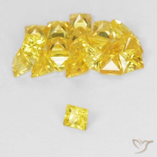 2.53 ctw Golden Sapphire Stones, Natural Sapphire in Princess-Cut Shape for Sale