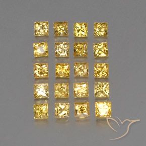 2.46 ctw Yellow Sapphire Stones, Natural Sapphire in Princess-Cut Shape for Sale