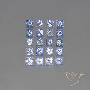 Azul pastel Zafiro Gema - 0.2ct Corte Princesa (ID: 354233)