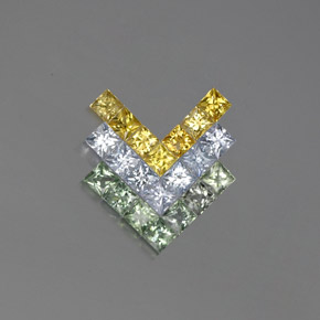 Multicolore Zaffiro Gem - 0.2ct Taglio Princess (ID: 354246)