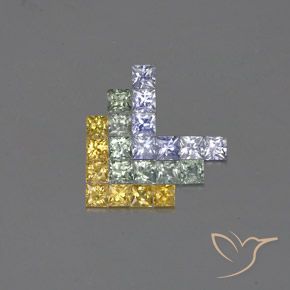 2.84 ctw Multicolor Sapphire Stones, Natural Sapphire in Princess-Cut Shape for Sale