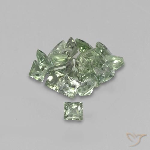 2.30 ctw Green Sapphire Stones, Natural Sapphire in Princess-Cut Shape for Sale